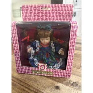Vintage Collectible Gift Gallery Lil Porcelain Petite Doll Brown